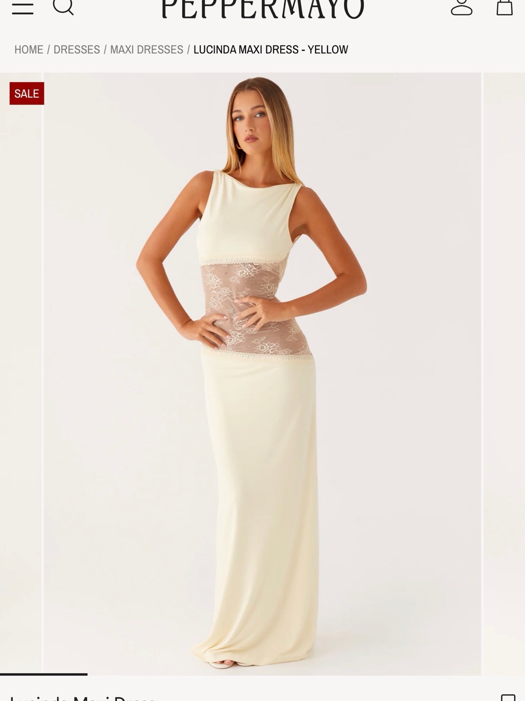 Peppermayo Lucinda Maxi Dress In Pale Yellow With Lace Waist